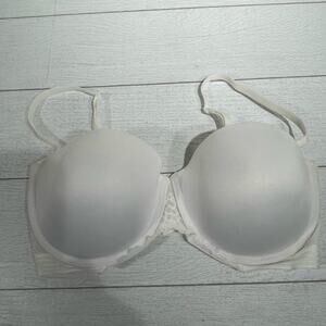Maidenform White Demi Cup Bra  Lightly Padded, Lace Back, Comfortable Size 36DD